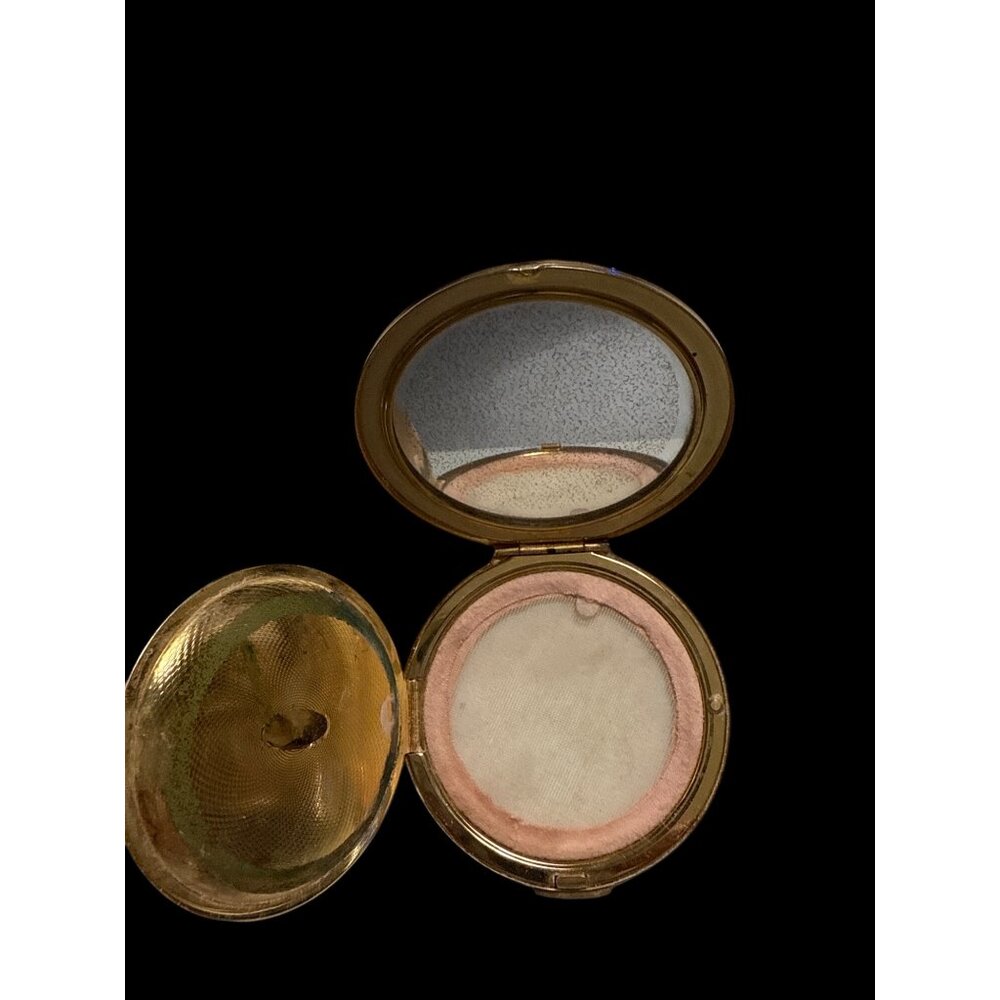 Vintage Stratton Made in England Floral Powder Compact With Mirror Gold Tone - Picture 5 of 8